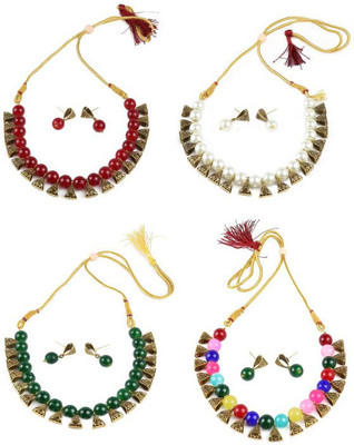 World Wide Villa Oxidised Silver Multicolor Jewellery Set(Pack of 1)