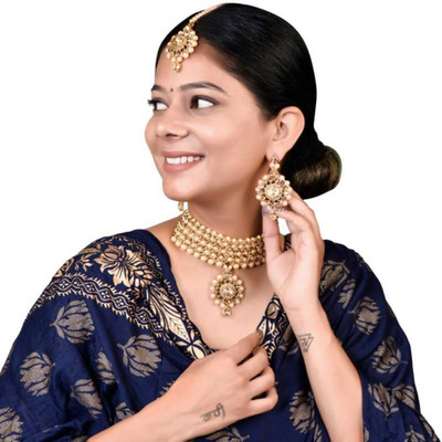 taransha Brass Beige Jewellery Set(Pack of 1)