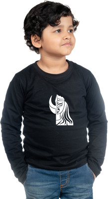CHOMBOOKA Boys Printed Cotton Blend Regular T Shirt(Black, Pack of 1)