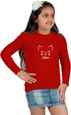 CHOMBOOKA Boys & Girls Typography, Printed Cotton Blend Regular T Shirt(Red, Pack of 1)