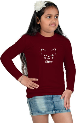 CHOMBOOKA Boys & Girls Typography, Printed Cotton Blend Regular T Shirt(Maroon, Pack of 1)