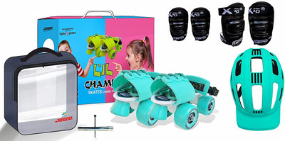Jaspo L'il Champs Baby Kids Quad Adjustable Junior Roller Skates Combo(Suitable for Age Group Upto 5yrs) Skating Kit