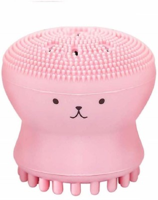 Primetan 64-OCTOPUS DESIGN PINK BRUSH Facial Cleansing Brush, Cute Octopus Design Silicone Manual Cleaning Brush, for Deep Cleansing, Gentle Exfoliating, Skin Massaging, for All Type of Skin(Pack Of 1, Pink) Massager(Pink)