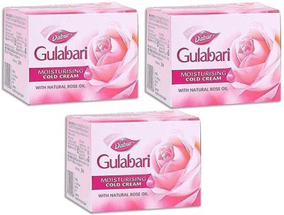 Dabur Gulabari moisturising cold cream with natural rose oil pack of 3 (55ml)(165 ml)