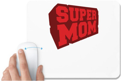 UDNAG White Mousepad 'Mother, red | Super Mom' for Computer / PC / Laptop [230 x 200 x 5mm] Non Slip Base Mousepad(White)