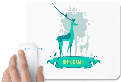 UDNAG White Mousepad 'Deer dance' for Computer / PC / Laptop [230 x 200 x 5mm] Non Slip Base Mousepad(White)