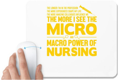 UDNAG White Mousepad 'Nurse | Micro power of nursing' for Computer / PC / Laptop [230 x 200 x 5mm] Non Slip Base Mousepad(White)