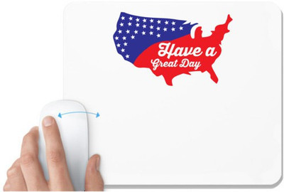 UDNAG White Mousepad 'American Independance Day | Have a great 4th' for Computer / PC / Laptop [230 x 200 x 5mm] Non Slip Base Mousepad(White)