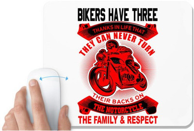 UDNAG White Mousepad 'Biker | BIKERS HAVE THREE' for Computer / PC / Laptop [230 x 200 x 5mm] Non Slip Base Mousepad(White)