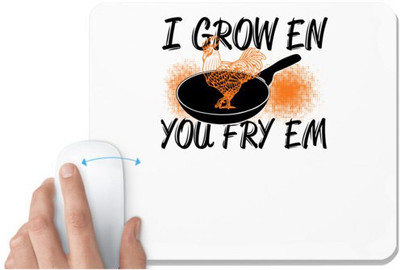 UDNAG White Mousepad 'Chicken | I crowen cock' for Computer / PC / Laptop [230 x 200 x 5mm] Non Slip Base Mousepad(White)
