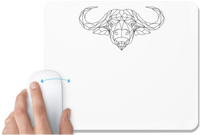 UDNAG White Mousepad 'Geometry | Buffalo Head Geometry' for Computer / PC / Laptop [230 x 200 x 5mm] Non Slip Base Mousepad(White)