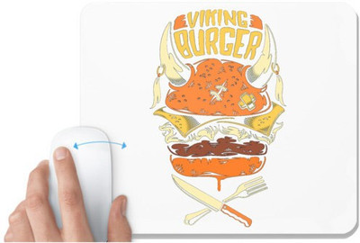 UDNAG White Mousepad 'Vikings | Viking Burger' for Computer / PC / Laptop [230 x 200 x 5mm] Non Slip Base Mousepad(White)