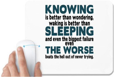 UDNAG White Mousepad 'Nurse | Knowing sleeping even the biggest failure even the worse' for Computer / PC / Laptop [230 x 200 x 5mm] Non Slip Base Mousepad(White)