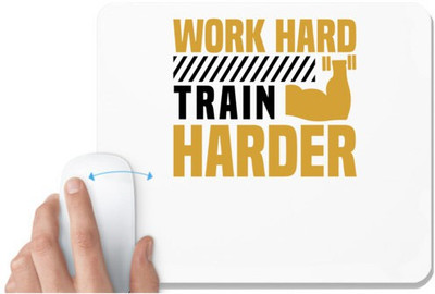 UDNAG White Mousepad 'Trainer, Gym | Work hard' for Computer / PC / Laptop [230 x 200 x 5mm] Non Slip Base Mousepad(White)