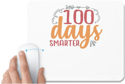 UDNAG White Mousepad 'Smart | 100 days smarter' for Computer / PC / Laptop [230 x 200 x 5mm] Non Slip Base Mousepad(White)
