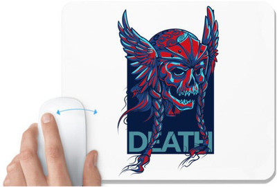 UDNAG White Mousepad 'Death | Red Skull' for Computer / PC / Laptop [230 x 200 x 5mm] Non Slip Base Mousepad(White)
