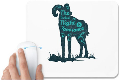 UDNAG White Mousepad 'Ignorance | The darkest night is ignorance' for Computer / PC / Laptop [230 x 200 x 5mm] Non Slip Base Mousepad(White)