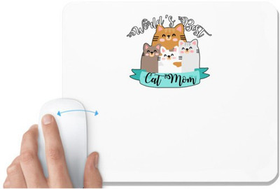 UDNAG White Mousepad 'Mom | Worlds Best cat mom' for Computer / PC / Laptop [230 x 200 x 5mm] Non Slip Base Mousepad(White)