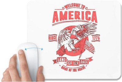 UDNAG White Mousepad 'USA | Welcome To America Land Of The Free home of the brave' for Computer / PC / Laptop [230 x 200 x 5mm] Non Slip Base Mousepad(White)