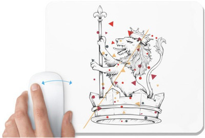 UDNAG White Mousepad 'Crown | Lion Crown' for Computer / PC / Laptop [230 x 200 x 5mm] Non Slip Base Mousepad(White)