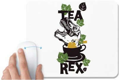 UDNAG White Mousepad 'Tea Rex' for Computer / PC / Laptop [230 x 200 x 5mm] Non Slip Base Mousepad(White)
