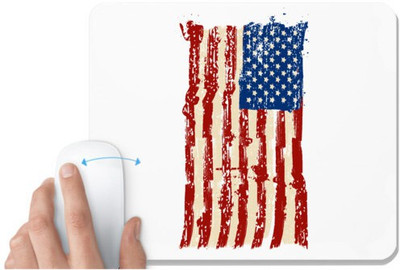 UDNAG White Mousepad 'USA Flag | American Flag' for Computer / PC / Laptop [230 x 200 x 5mm] Non Slip Base Mousepad(White)