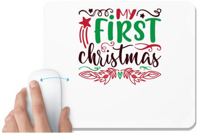 UDNAG White Mousepad 'Christmas Santa | my first christmas' for Computer / PC / Laptop [230 x 200 x 5mm] Non Slip Base Mousepad(White)