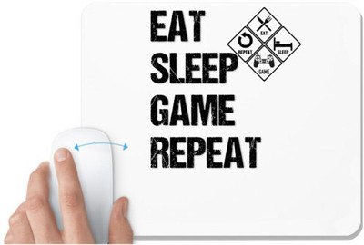UDNAG White Mousepad 'cycle | Eat Sleep Game Repeat' for Computer / PC / Laptop [230 x 200 x 5mm] Non Slip Base Mousepad(White)