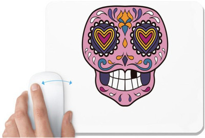 UDNAG White Mousepad 'Illustration | Heart Shape eye Sugar Skull' for Computer / PC / Laptop [230 x 200 x 5mm] Mousepad(White)