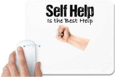 UDNAG White Mousepad 'Self Help | Self help is the best help' for Computer / PC / Laptop [230 x 200 x 5mm] Non Slip Base Mousepad(White)