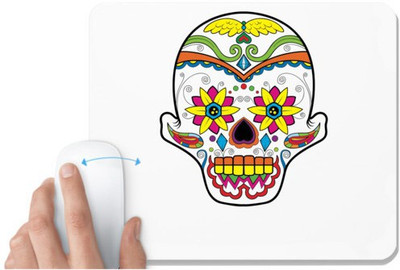 UDNAG White Mousepad 'Illustration | Flower eye Sugar Skull' for Computer / PC / Laptop [230 x 200 x 5mm] Non Slip Base Mousepad(White)