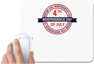 UDNAG White Mousepad 'American Independance Day | USA Freedom' for Computer / PC / Laptop [230 x 200 x 5mm] Non Slip Base Mousepad(White)
