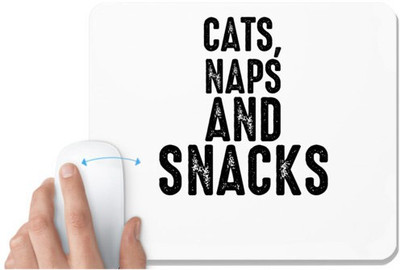 UDNAG White Mousepad 'Cat | CATS, NAPS AND SNACKS-2' for Computer / PC / Laptop [230 x 200 x 5mm] Mousepad(White)