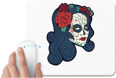 UDNAG White Mousepad 'Zombie Illustration | Female Zombie and Flower Red' for Computer / PC / Laptop [230 x 200 x 5mm] Non Slip Base Mousepad(White)