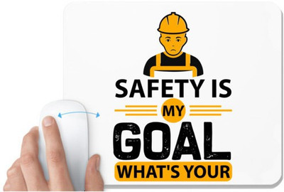 UDNAG White Mousepad 'Goal | safety is my goal what's your' for Computer / PC / Laptop [230 x 200 x 5mm] Non Slip Base Mousepad(White)