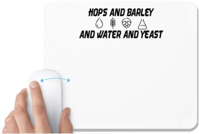 UDNAG White Mousepad 'hops and barley and water and yeast' for Computer / PC / Laptop [230 x 200 x 5mm] Mousepad(White)