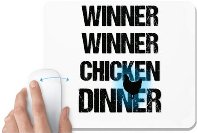 UDNAG White Mousepad 'Winner winner chicken dinner' for Computer / PC / Laptop [230 x 200 x 5mm] Non Slip Base Mousepad(White)