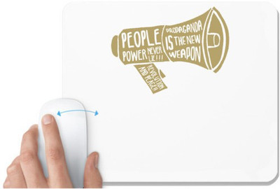 UDNAG White Mousepad 'People power' for Computer / PC / Laptop [230 x 200 x 5mm] Non Slip Base Mousepad(White)