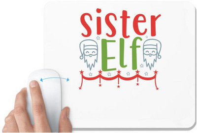 UDNAG White Mousepad 'Christmas Santa | Sister elf' for Computer / PC / Laptop [230 x 200 x 5mm] Non Slip Base Mousepad(White)