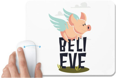 UDNAG White Mousepad 'Cartoon | Pig Beli EVE' for Computer / PC / Laptop [230 x 200 x 5mm] Non Slip Base Mousepad(White)