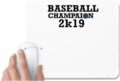 UDNAG White Mousepad 'Baseball | BASEBALL CHAMPAION' for Computer / PC / Laptop [230 x 200 x 5mm] Non Slip Base Mousepad(White)