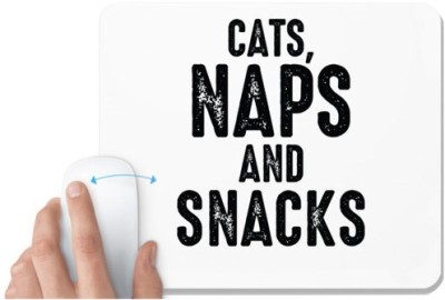 UDNAG White Mousepad 'Cat | CATS, NAPS AND SNACKS' for Computer / PC / Laptop [230 x 200 x 5mm] Mousepad(White)