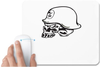 UDNAG White Mousepad 'Death | Skull under Helmet' for Computer / PC / Laptop [230 x 200 x 5mm] Mousepad(White)