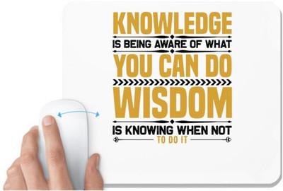 UDNAG White Mousepad 'Knowledge' for Computer / PC / Laptop [230 x 200 x 5mm] Non Slip Base Mousepad(White)