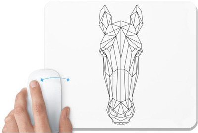 UDNAG White Mousepad 'Geometry | Horse head geometry' for Computer / PC / Laptop [230 x 200 x 5mm] Non Slip Base Mousepad(White)