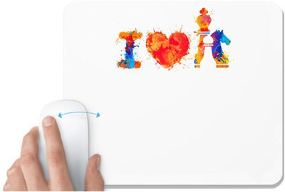 UDNAG White Mousepad 'Chess | I love chess' for Computer / PC / Laptop [230 x 200 x 5mm] Non Slip Base Mousepad(White)