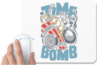 UDNAG White Mousepad 'Bomb | Time bomb' for Computer / PC / Laptop [230 x 200 x 5mm] Non Slip Base Mousepad(White)