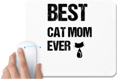 UDNAG White Mousepad 'Cat mom | Best Cat Mom Ever' for Computer / PC / Laptop [230 x 200 x 5mm] Non Slip Base Mousepad(White)