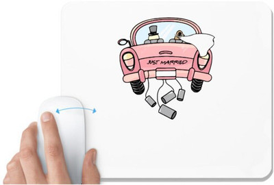 UDNAG White Mousepad 'Love Couple | Just Married' for Computer / PC / Laptop [230 x 200 x 5mm] Non Slip Base Mousepad(White)