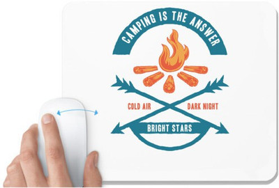 UDNAG White Mousepad 'Camping | Camping is the answer of bright star' for Computer / PC / Laptop [230 x 200 x 5mm] Non Slip Base Mousepad(White)